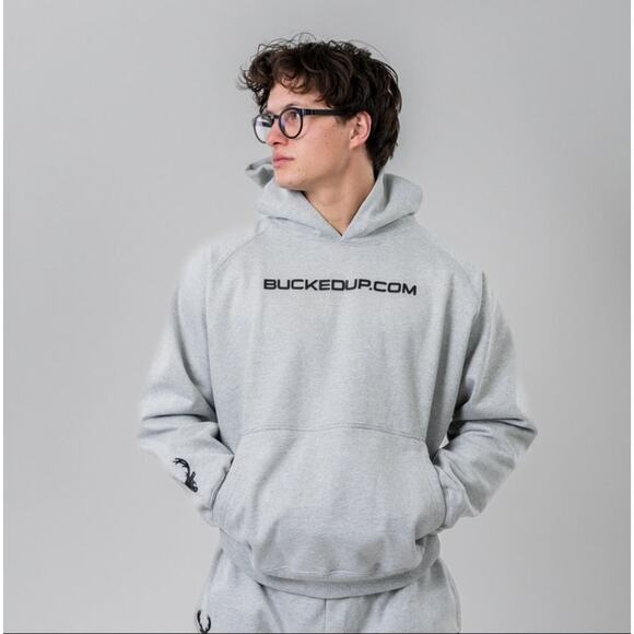 BUCKED UP Men's Gray Pullover Hoodie Sweatshirt with 3D Logo - Size XXL - Picture 1 of 6